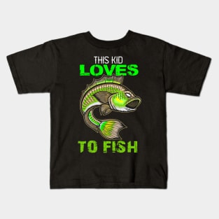 youth,this kid loves to fish Kids T-Shirt